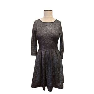 One Love Clothing Los Angeles Black Stretch Shiny Skater Dress V Back Size Small